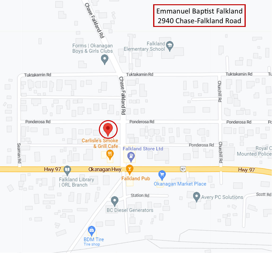 Emmanuel Baptist Falkland map