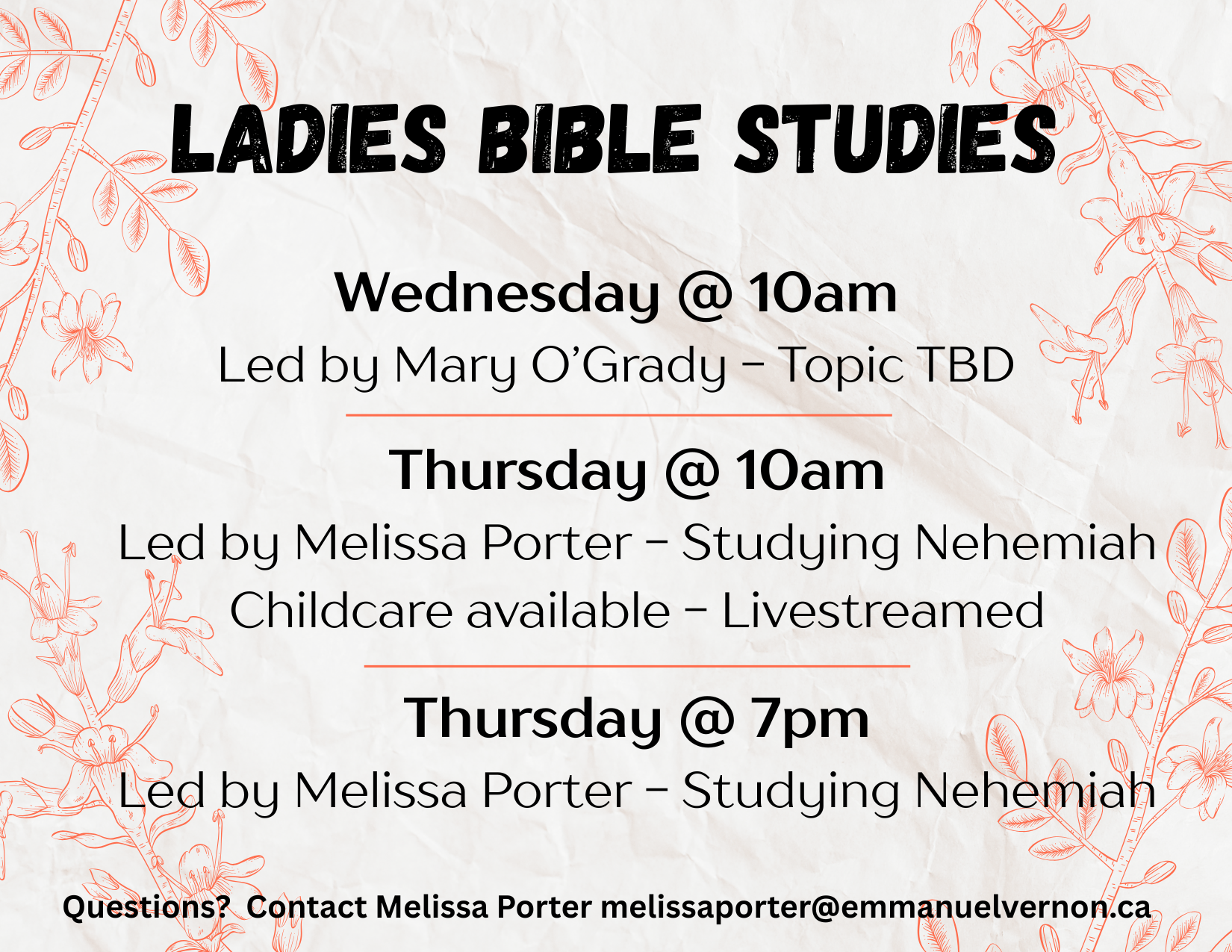 Ladies Bible Studies Fall 2026